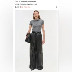 SIMKHAI kobie wide leg leather pant in black size 2 nwot